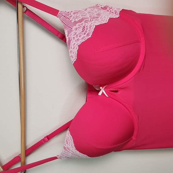 Victoria's Secret Hot Pink Push Up Slip Lingerie w/ Lace trim - Picture 2 of 7